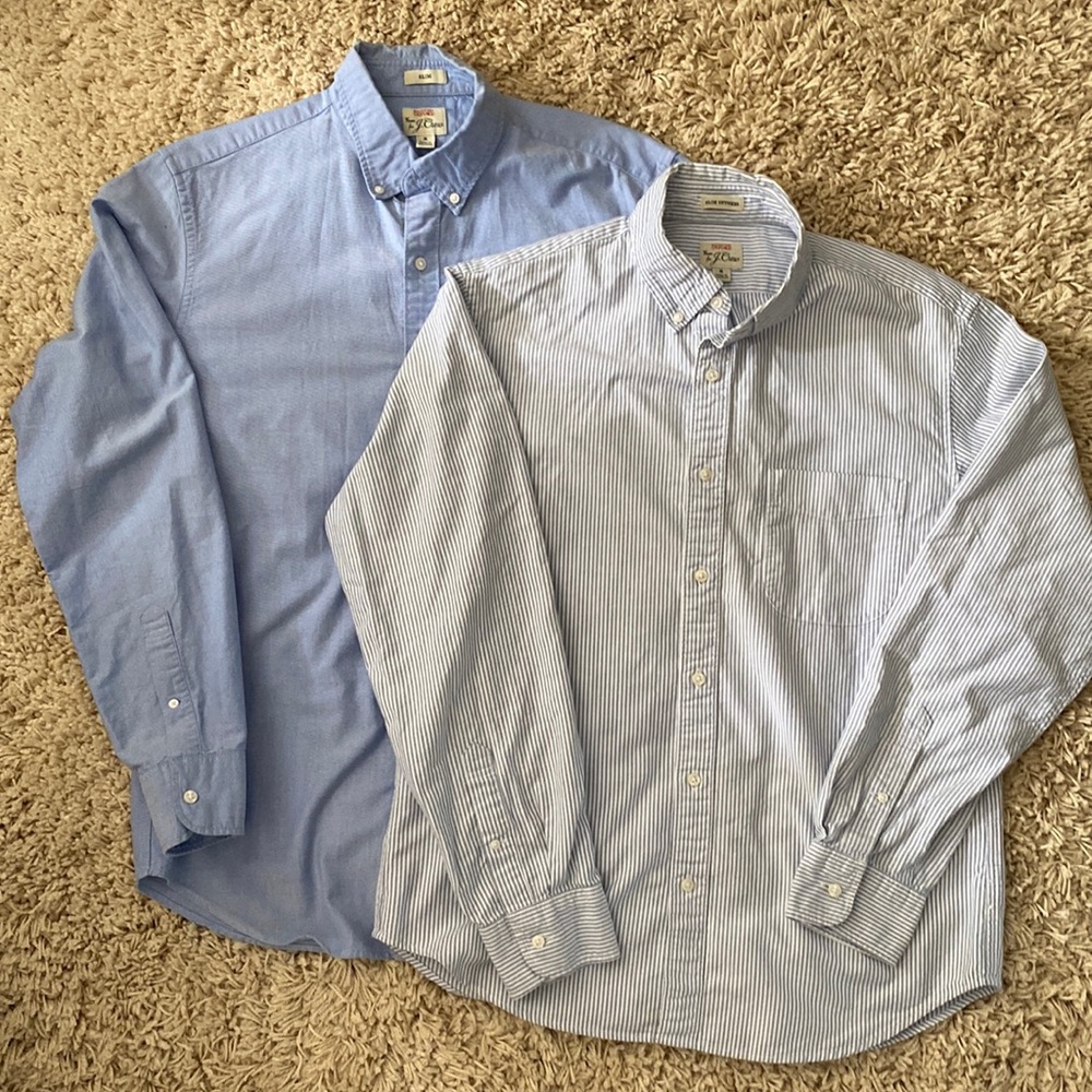 2 J. Crew All Cotton Oxford Shirts Button Up Slim Men’s M